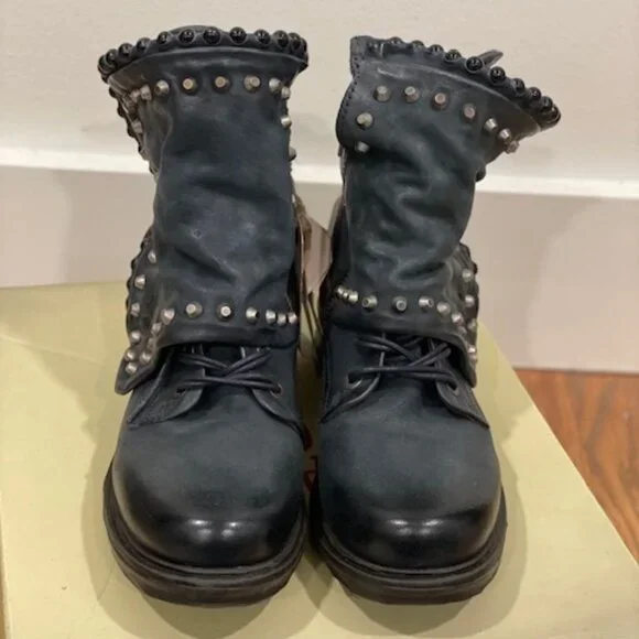 NWT AS98 Studded Simon Moto Boots EU35 (US 5-5.5) - Picture 2 of 5